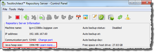 java control panel max heap size