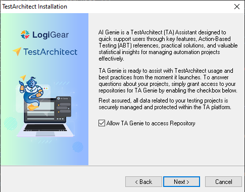 enable TestArchitect Genie 